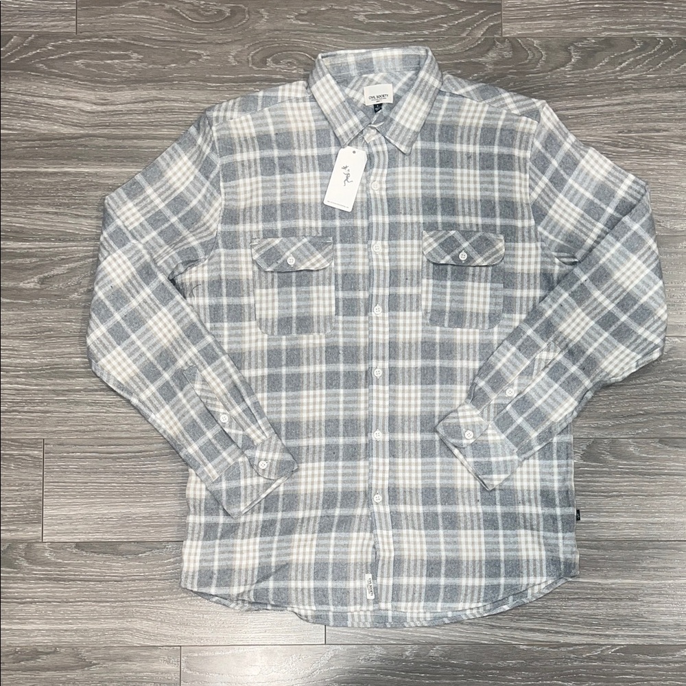 Civil Society Grey and White Plaid Casual Shirt